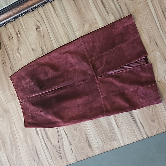Vintage high waisted suede midi Skirt 8 - Picture 5 of 6